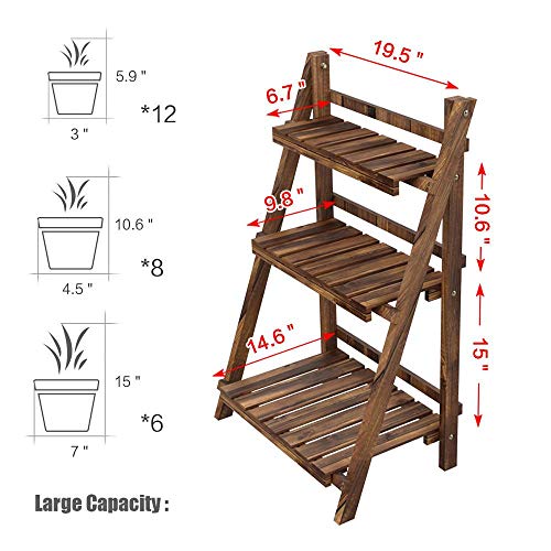 Topeakmart Plant Rack Stands Shelf - 3 Tier Wooden Plant Flower Po...