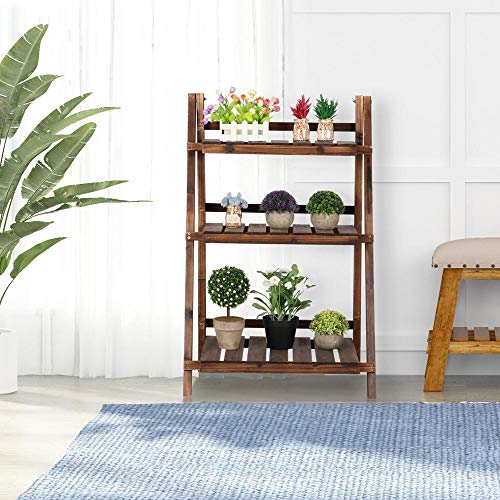 Topeakmart Plant Rack Stands Shelf - 3 Tier Wooden Plant Flower Po...