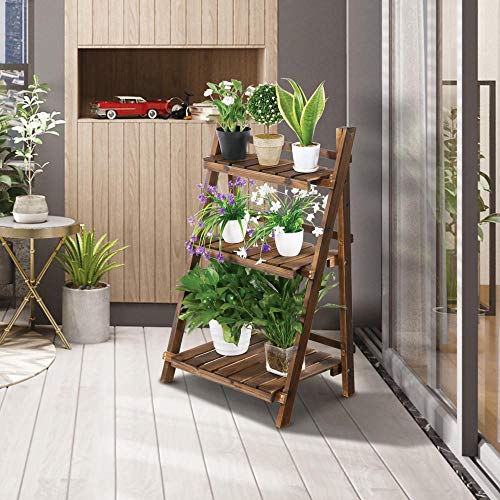 Topeakmart Plant Rack Stands Shelf - 3 Tier Wooden Plant Flower Po...