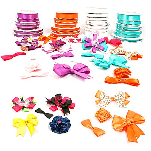 Topenca Supplies 1/4 Inches x 50 Yards Double Face Solid Satin Rib...