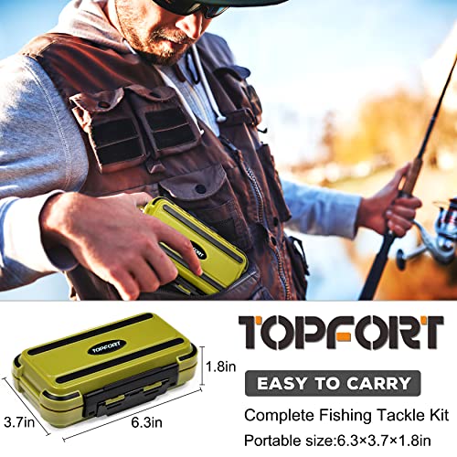TOPFORT 251pcs Fishing Accessories Kit, Including Jig Hooks, Bulle...