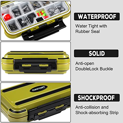 TOPFORT 251pcs Fishing Accessories Kit, Including Jig Hooks, Bulle...