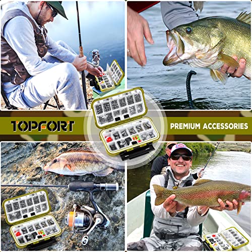 TOPFORT 251pcs Fishing Accessories Kit, Including Jig Hooks, Bulle...