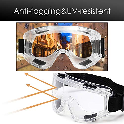 TOPGRADE Safety Goggle Clear Lens High Impact/Splash Resistant Gla...