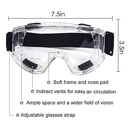 TOPGRADE Safety Goggle Clear Lens High Impact/Splash Resistant Gla...