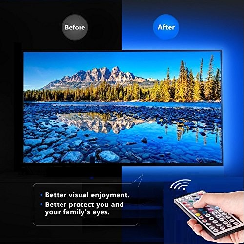 USB LED Strip Light Kit,Topled Light 4 Pre-Cut Strips & 3 Wire Mo...