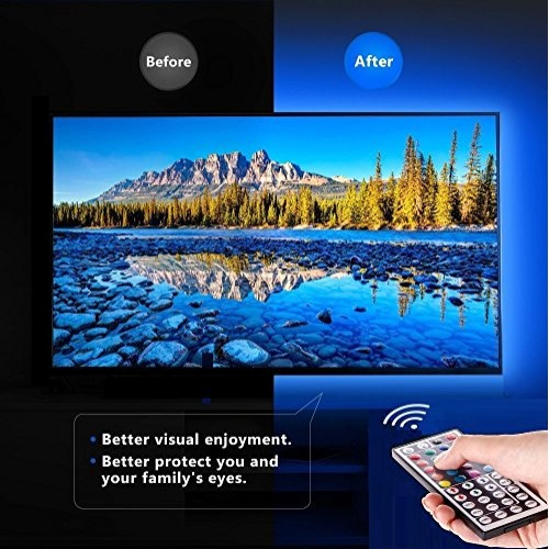 USB LED Strip Light Kit,Topled Light 4 Pre-Cut Strips & 3 Wire Mo...