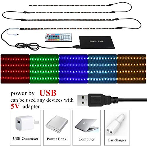 USB LED Strip Light Kit,Topled Light 4 Pre-Cut Strips & 3 Wire Mo...