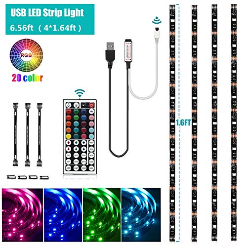 USB LED Strip Light Kit,Topled Light 4 Pre-Cut Strips & 3 Wire Mo...