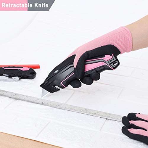 TOPLINE 2-Pack Aluminum Pink Utility Knife, Heavy Duty Retractable...