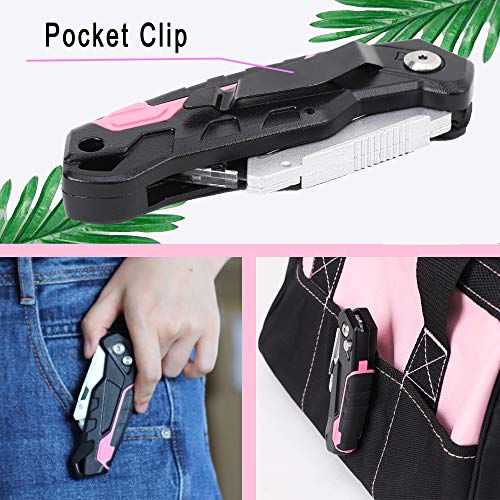 TOPLINE 2-Pack Aluminum Pink Utility Knife, Heavy Duty Retractable...
