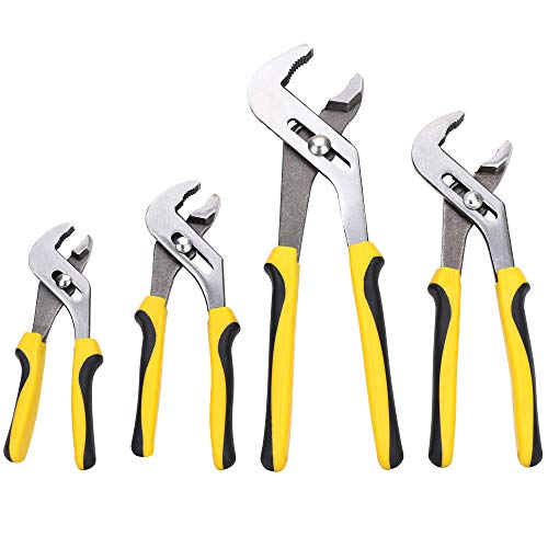 TOPLINE 4-piece Groove Joint Pliers Set with Bi-Material Handles, ...