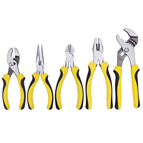 TOPLINE 5-Piece Pliers Set, Included 8 Groove Joint Pliers, 7 Li...