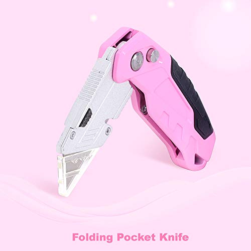 TOPLINE Pink Folding Utility Knife, Folding Pocket Box Cutter with...
