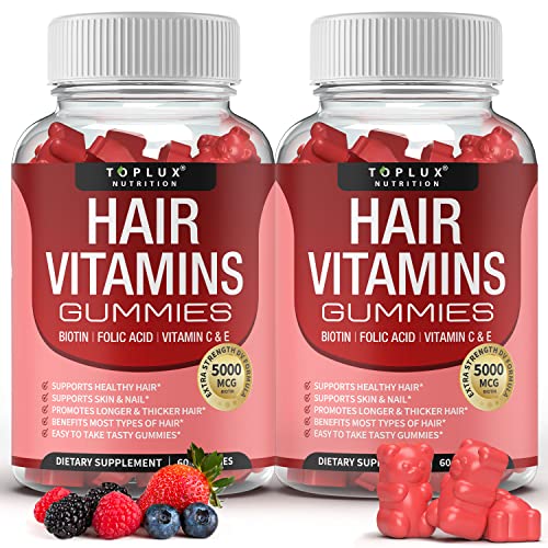 Hair Vitamins Gummies Supplement – Faster Hair Growth Gummy 5000mc...