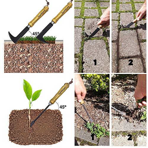 TopMEone Weed Puller Tool - Pack of 2 Gardening Hand Tools, Crevic...