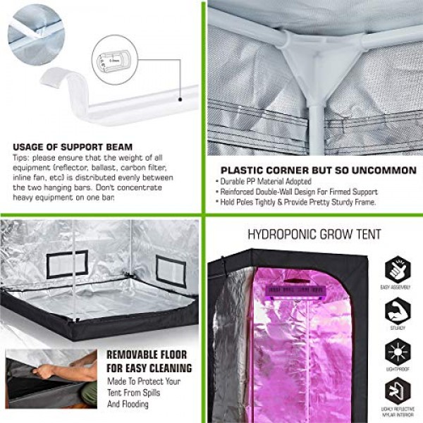 TopoGrow LED Grow Tent Complete Kit LED 600W LED Grow Light Kit +3...