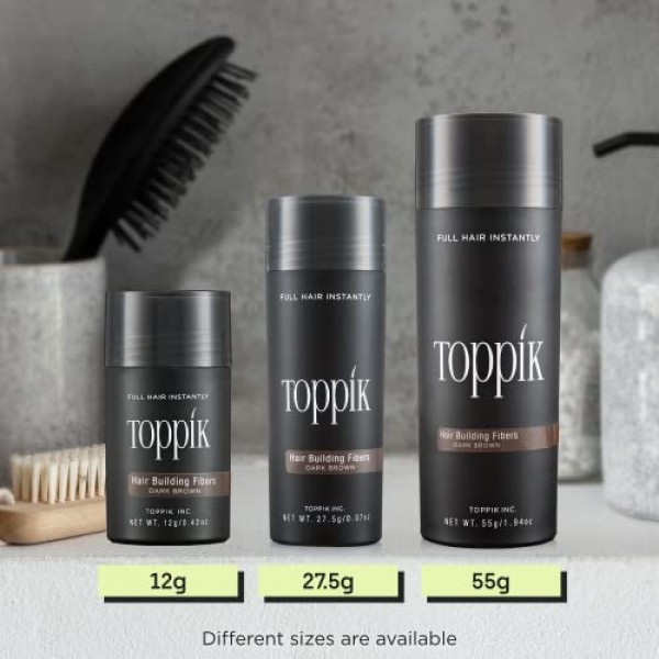 Toppik Hair Building Fibers, Dark Brown Hair Fibers, Hair Thickene...