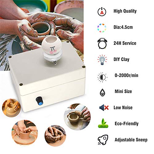 TOPQSC Mini Pottery Wheel Machine, 2000RPM Electric Ceramics Art P...