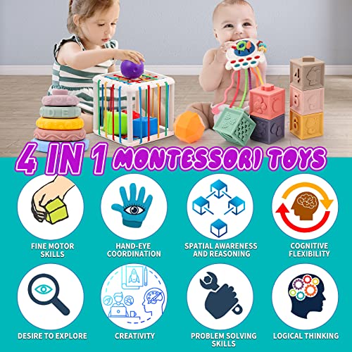 4 in 1 Baby Toys 6to12-18 Months, Pull String Baby Teething Toys, ...