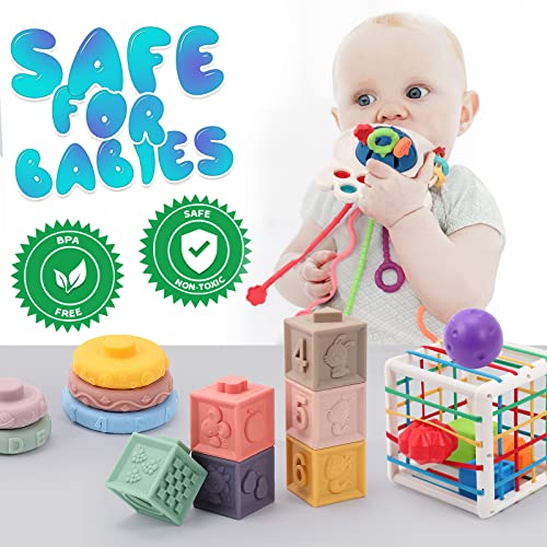 4 in 1 Baby Toys 6to12-18 Months, Pull String Baby Teething Toys, ...
