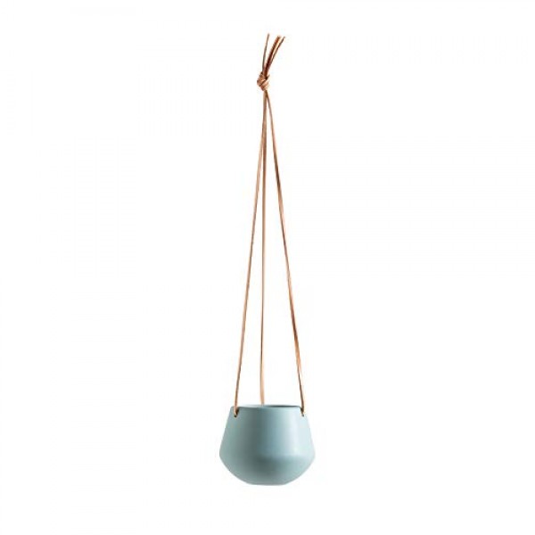 Torre & Tagus Ashbury Hanging Planter - Ceramic Plant Pot with Lea...