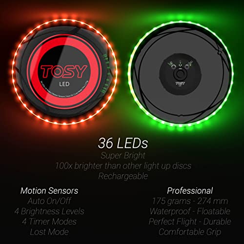TOSY 36 and 360 LEDs Flying Disc - Extremely Bright, Smart Modes, ...