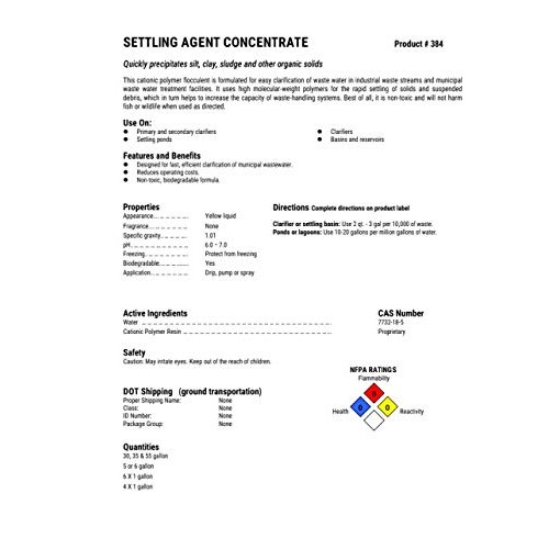 Flocculant Settling Agent Clarifier Concentrate - Clears Ponds & W...