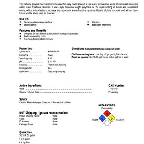 Flocculant Settling Agent Clarifier Concentrate - Clears Ponds & W...