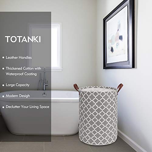 TOTANKI 60L Large Laundry Basket with Durable Leather Handle, Thic...