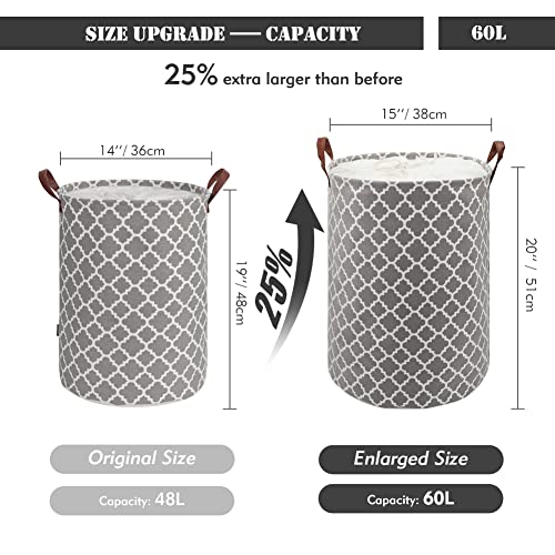 TOTANKI 60L Large Laundry Basket with Durable Leather Handle, Thic...