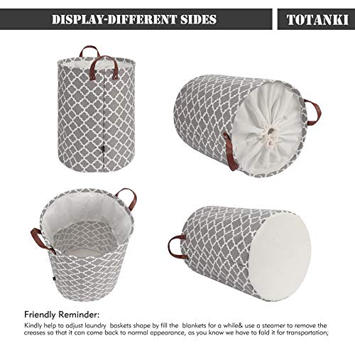 TOTANKI 60L Large Laundry Basket with Durable Leather Handle, Thic...