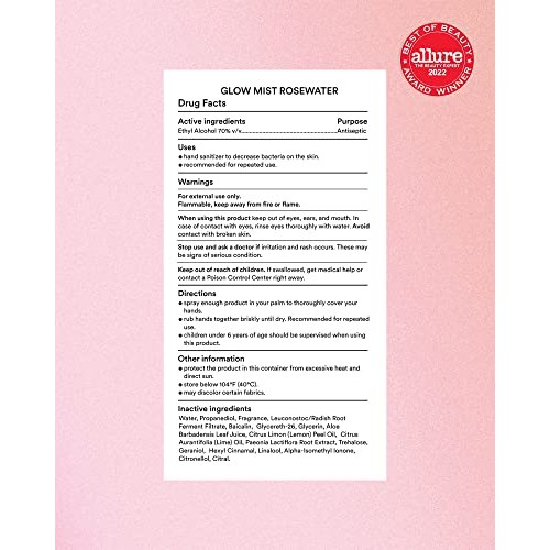 Touchland Glow Mist Rejuvenating Hand Sanitizer | Rosewater Scente...