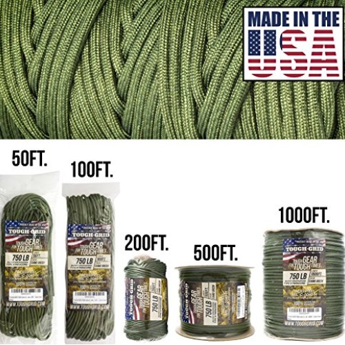 TOUGH-GRID 750lb Camo Green Paracord/Parachute Cord - Genuine Mil ...