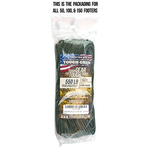 TOUGH-GRID 550lb Camo Green Paracord/Parachute Cord - 100% Nylon M...