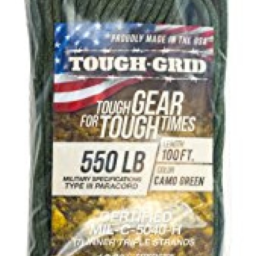 TOUGH-GRID 550lb Camo Green Paracord/Parachute Cord - 100% Nylon M...