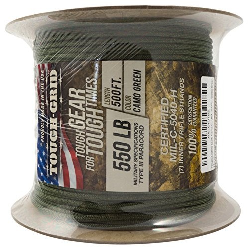 TOUGH-GRID 550lb Camo Green Paracord/Parachute Cord - 100% Nylon M...