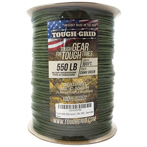 TOUGH-GRID 550lb Camo Green Paracord/Parachute Cord - 100% Nylon M...