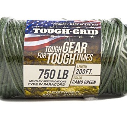 TOUGH-GRID 750lb Camo Green Paracord/Parachute Cord - Genuine Mil ...