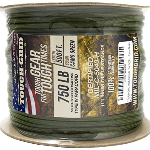 TOUGH-GRID 750lb Camo Green Paracord/Parachute Cord - Genuine Mil ...