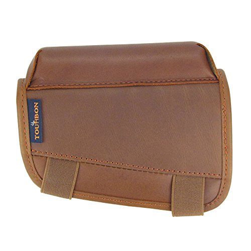 TOURBON Genuine Leather Buttstock Cheek Rest with Rifle Shell Hold...