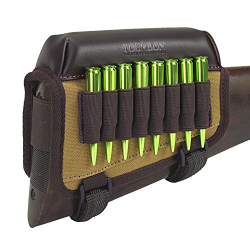 TOURBON Hunting Buttstock Cheek Rest Pad Rifle Ammo Holder Rig...