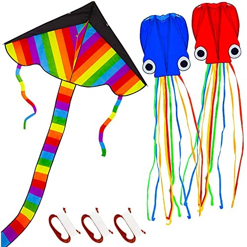 TOY Life Kites for Kids Easy to Fly - 3 Pack Kids Kites - Large Ra...