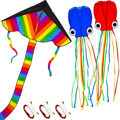 TOY Life Kites for Kids Easy to Fly - 3 Pack Kids Kites - Large Ra...