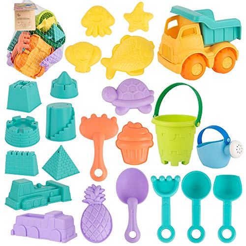 23pcs Beach Sand Toy Set Include Bucket, Sandbox Vehicle, Watering...