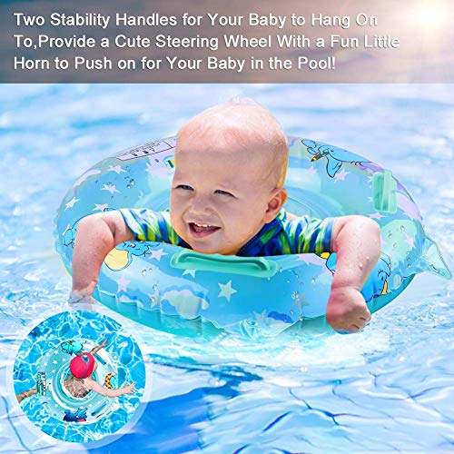 Baby Swimming Ring Floats with Safety Seat Double Airbag Swim Ring...
