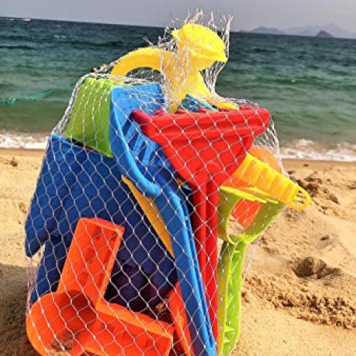 Beach Toys KeiMu 15 Piece Sand Toys Set, Bucket with Sifter, Shove...