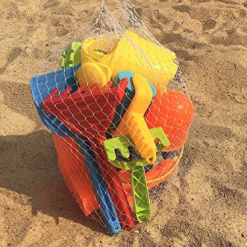 Beach Toys KeiMu 15 Piece Sand Toys Set, Bucket with Sifter, Shove...