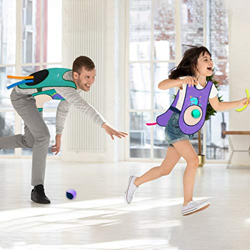 Dodgeball Sticky Vest Set Includes 2 Vests, 2 Paddles, 6 Balls, an...