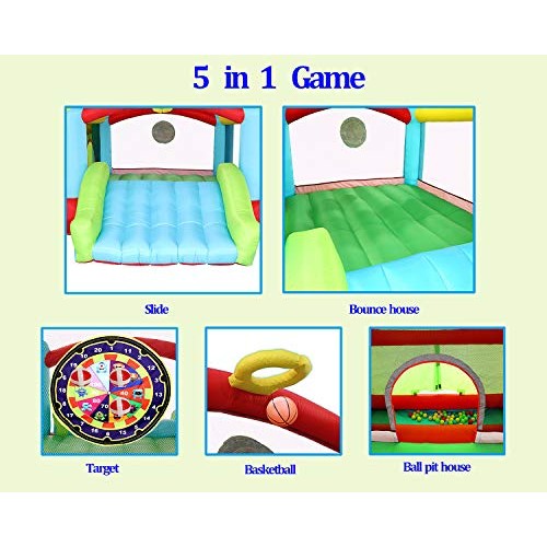 KONGNIJIWA Inflatable Bounce House with Blower, Kids Slide Jumping...